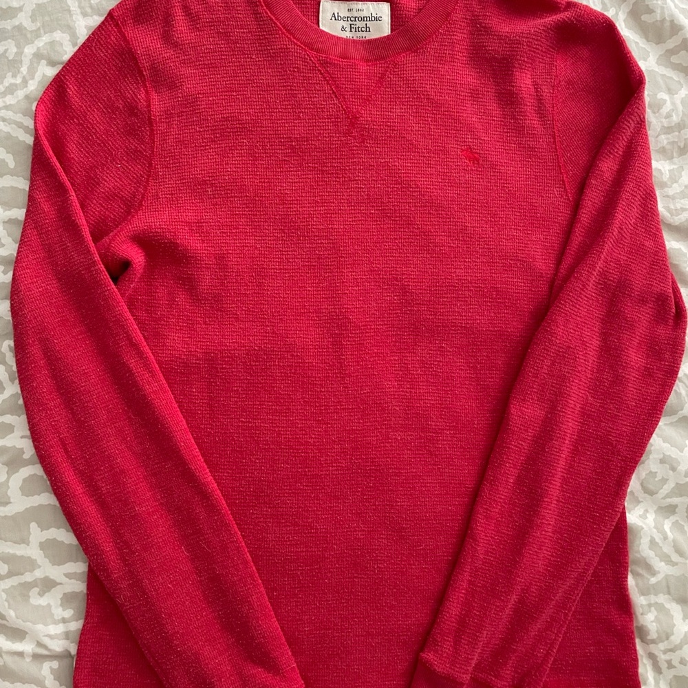 Abercrombie & Fitch Mens XL Red Crewneck waffle Shirt